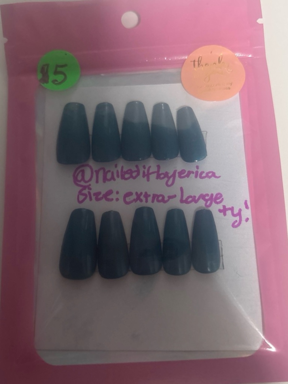 Dark Teal Press-On Nail Set — Women Makeup Press-On Nails